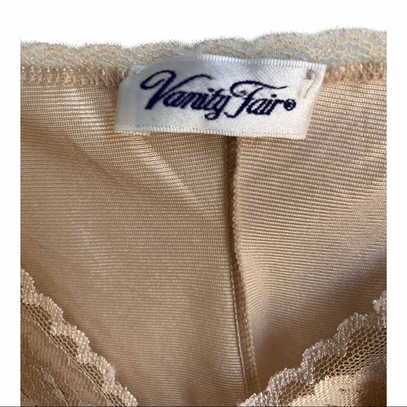 Vintage vanity fair tan nylon satin lace tank - Picture 3 of 4
